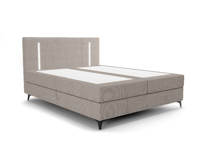 Bračni krevet 160 cm Ortega Bonell (sivo-smeđa) (s podnicom, s prostorom za odlaganje) (s LED rasvjetom)