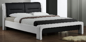 Bračni krevet 160 cm Casandie (s podnicom) (bijela + crna)