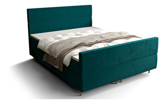Bračni krevet  Boxspring 140 cm Flu plus (tamnozelena) (s madracem i prostorom za odlaganje)