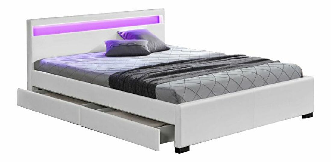 Bračni krevet 160 cm Miss (S podnicom, rasvjetom i prostorom za odlaganje) 