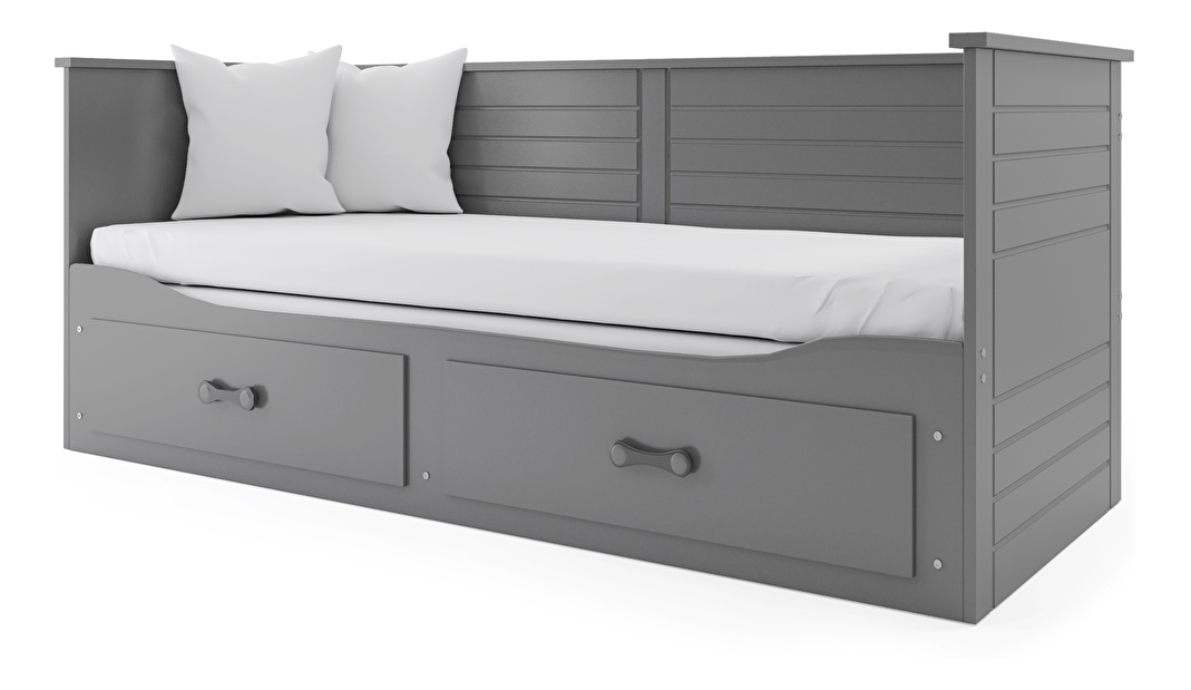 Jednostruki krevet na razvlačenje 90 cm Harum (grafit) (s podnicom, madracem i prostorom za odlaganje)