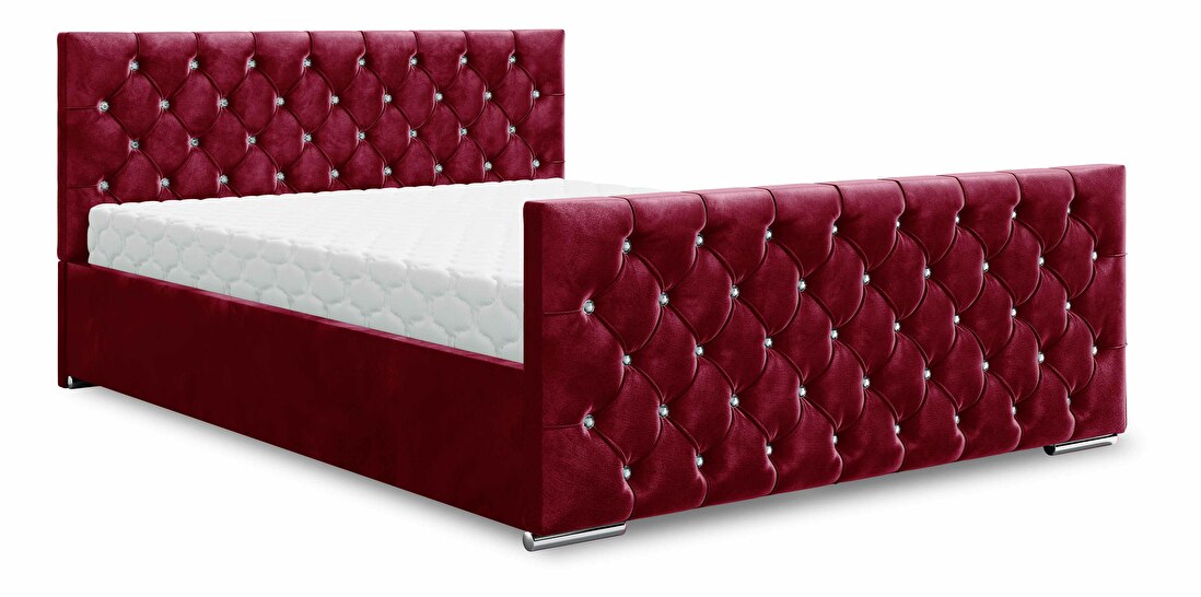 Bračni krevet 160 cm Quintin (bordo) (s podnicom i prostorom za odlaganje)