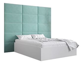 Bračni krevet s tapeciranim uzglavljem 160 cm Brittany 1 (bijela mat + metvica) (s podnicom)