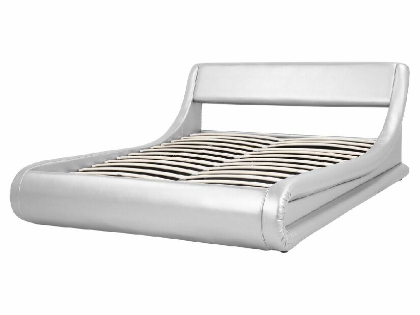 Bračni krevet 160 cm AVENUE (s podnicom i prostorom za odlaganje) (srebrna)