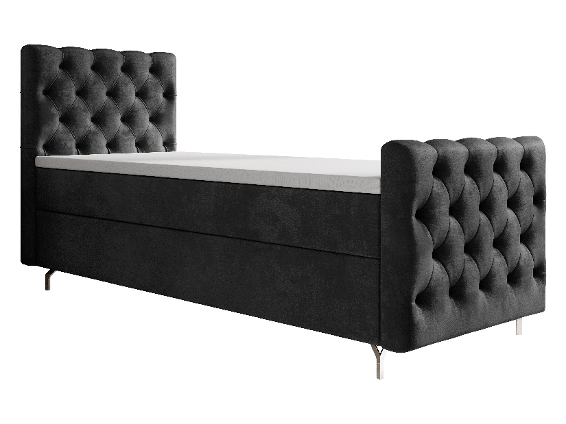 Jednostruki krevet 90 cm Clinton Comfort (crna) (s podnicom, s prostorom za odlaganje)