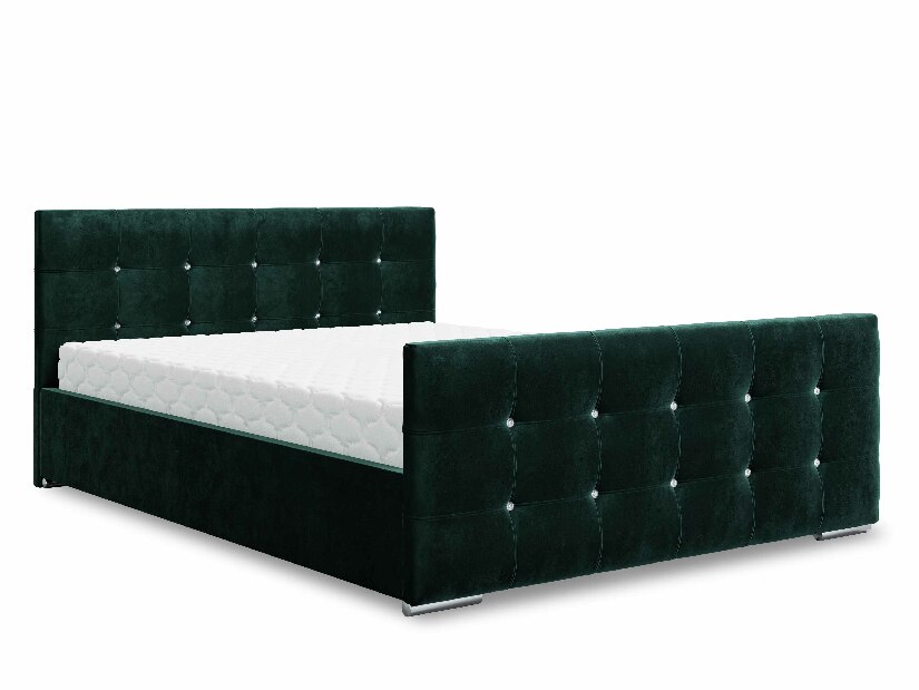 Bračni krevet 140 cm Darrin (tamnozelena) (s podnicom i prostorom za odlaganje)