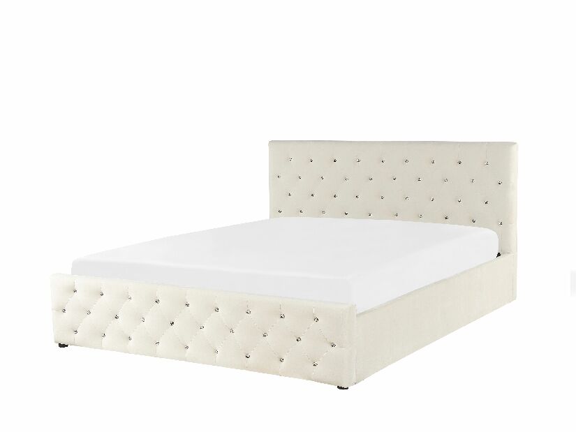 Bračni krevet 160 cm AMESIA (bež) (s podnicom i prostorom za odlaganje)