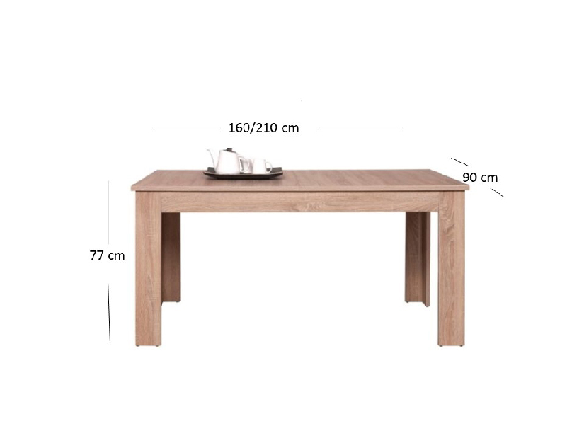 Blagovaonski stol na razvlačenje (za 6 do 8 osoba) Gwenn (hrast sonoma)