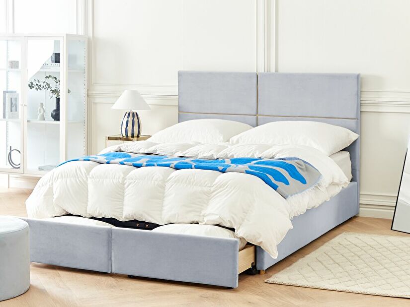 Bračni krevet 160 cm Vissarion (siva) (s podnicom i prostorom za odlaganje)