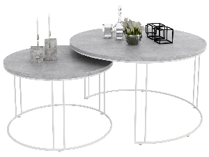 Set 2 kom. stolića za kavu Essence (bijela + beton)