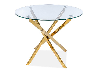 Blagovaonski stol Alix (staklo + zlatna) (za 4 osobe)