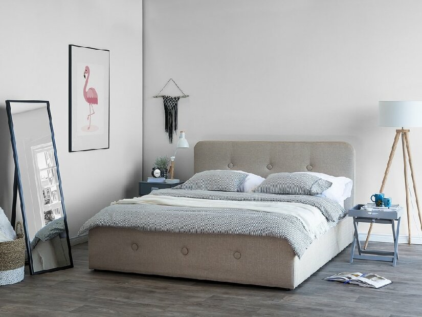 Bračni krevet 180 cm ROME (s podnicom i prostorom za odlaganje) (bež)