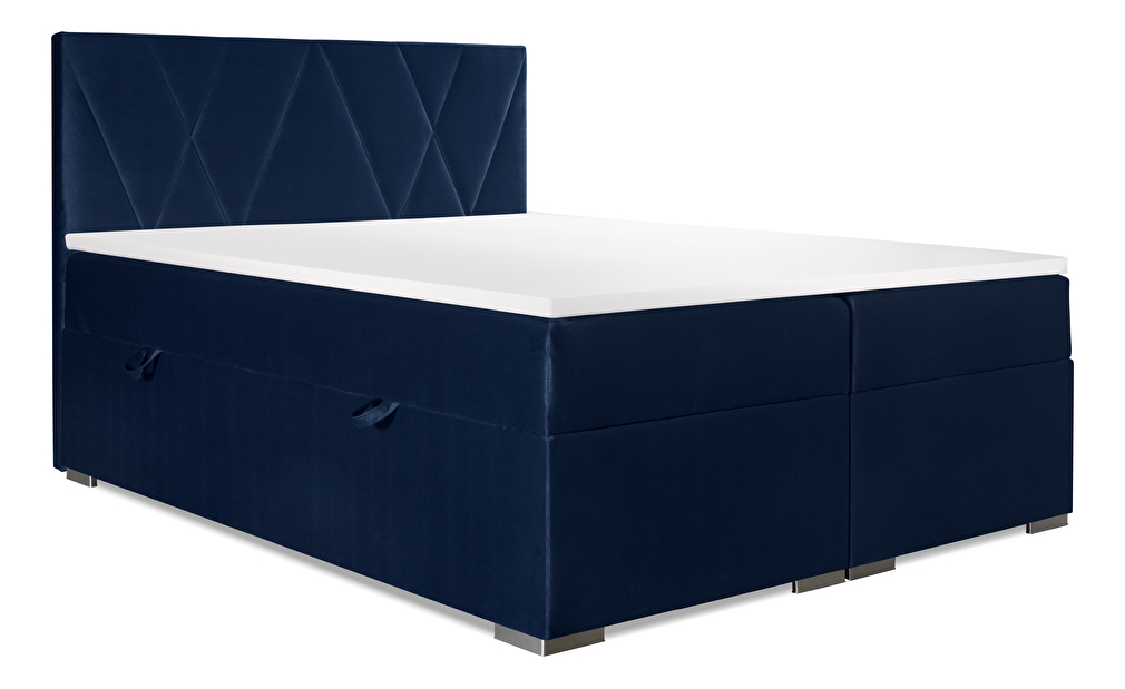 Bračni krevet Boxspring 140 cm Lanarra (tamno plava) (s prostorom za odlaganje)