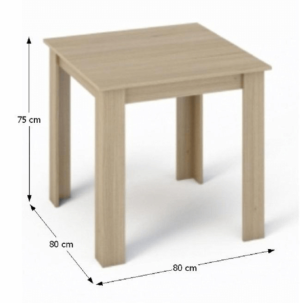 Blagovaonski stol Plat (kvadrat) (za 4 osobe) (hrast sonoma) 