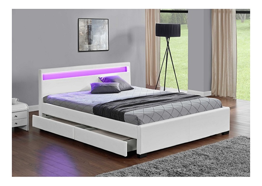 Bračni krevet 160 cm Miss (S podnicom, rasvjetom i prostorom za odlaganje) 