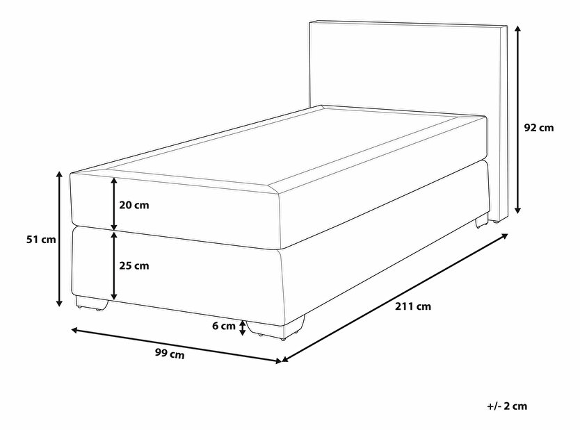 Jednostruki krevet Boxspring 90 cm PREMIER (s madracima) (siva)