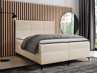 Bračni krevet 120 cm Mirjan Bella (krem ) (s podnicom, madracem i prostorom za odlaganje)