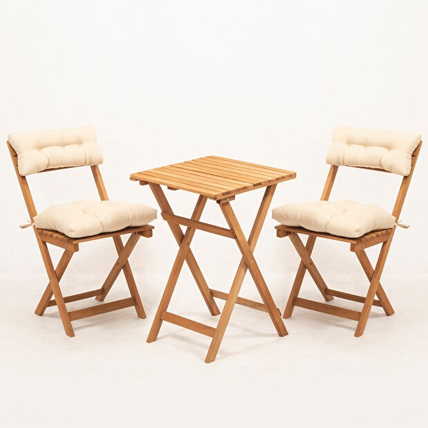 Vrtni set stol i stolice Magnus (prirodna + krem)