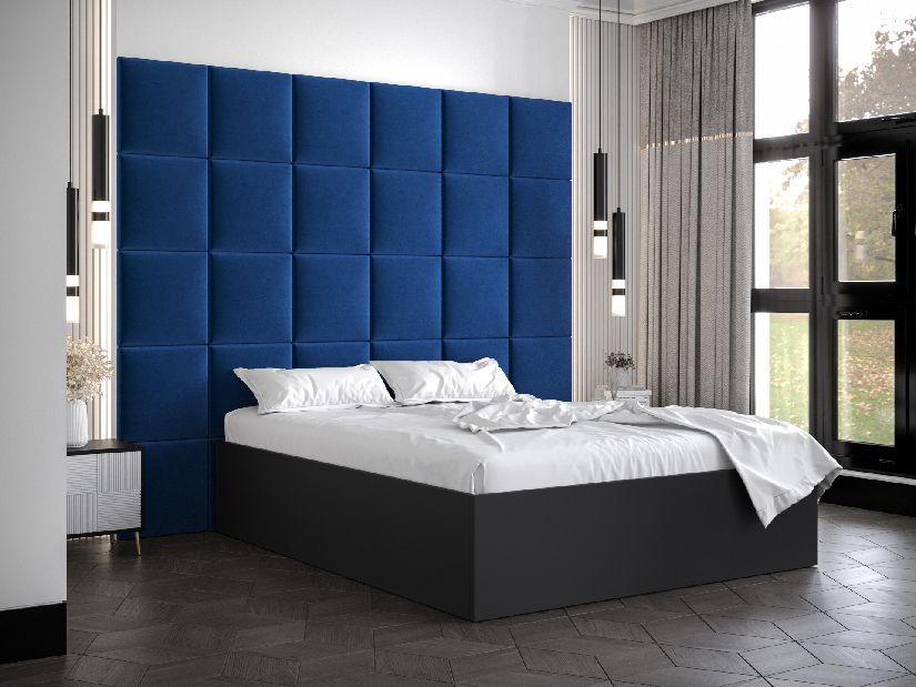 Bračni krevet s tapeciranim uzglavljem 160 cm Brittany 3 (crna mat + plava) (s podnicom)