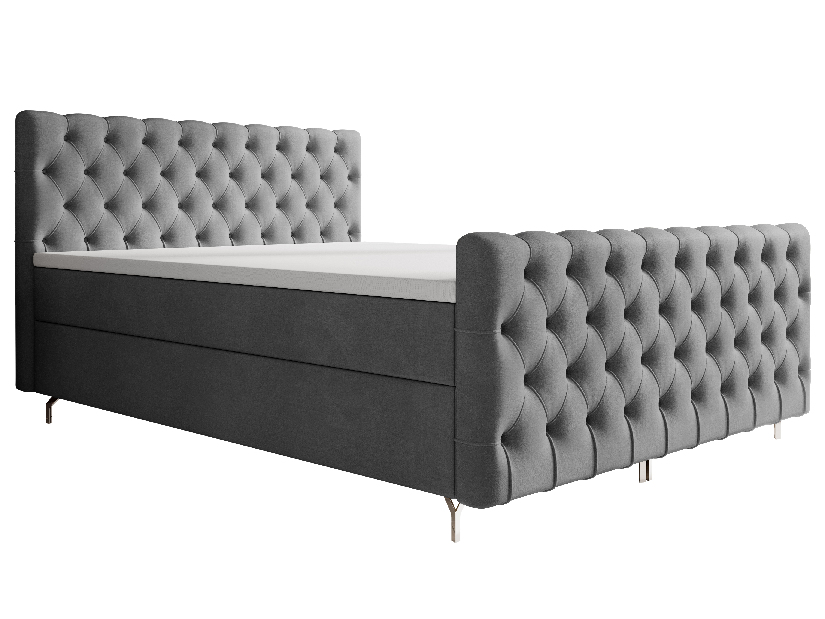 Jednostruki krevet 120 cm Clinton Bonell (tamnosiva) (s podnicom, s prostorom za odlaganje)