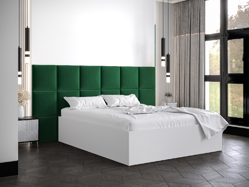 Bračni krevet s tapeciranim uzglavljem 160 cm Brittany 4 (bijela mat + zelena) (s podnicom)