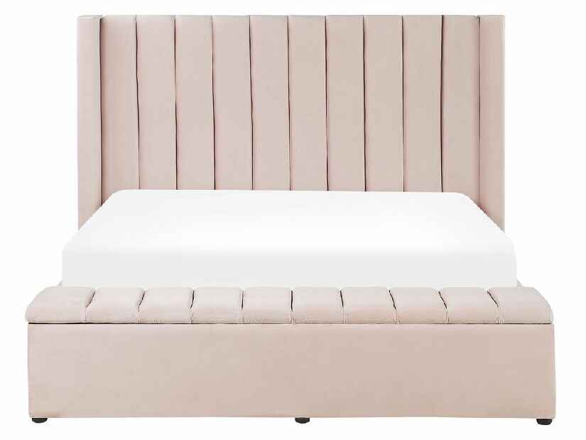 Bračni krevet 160 cm NAIROBI (tekstil) (svijetlo ružičasta) (s podnicom)