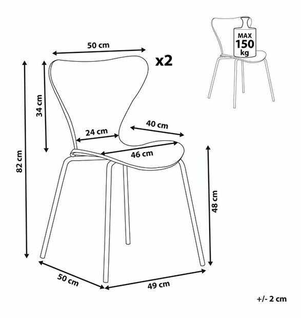 Set blagovaonskih stolica (2 kom.)- Baylor (crna + zlatna)