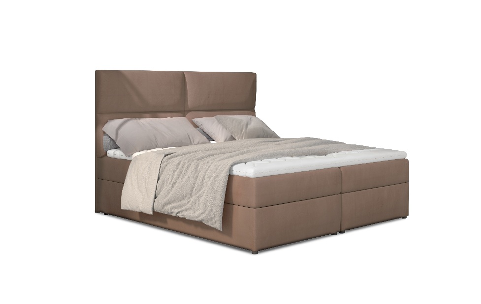Bračni krevet Boxspring 185 cm Alyce (smeđa) (s madracima)