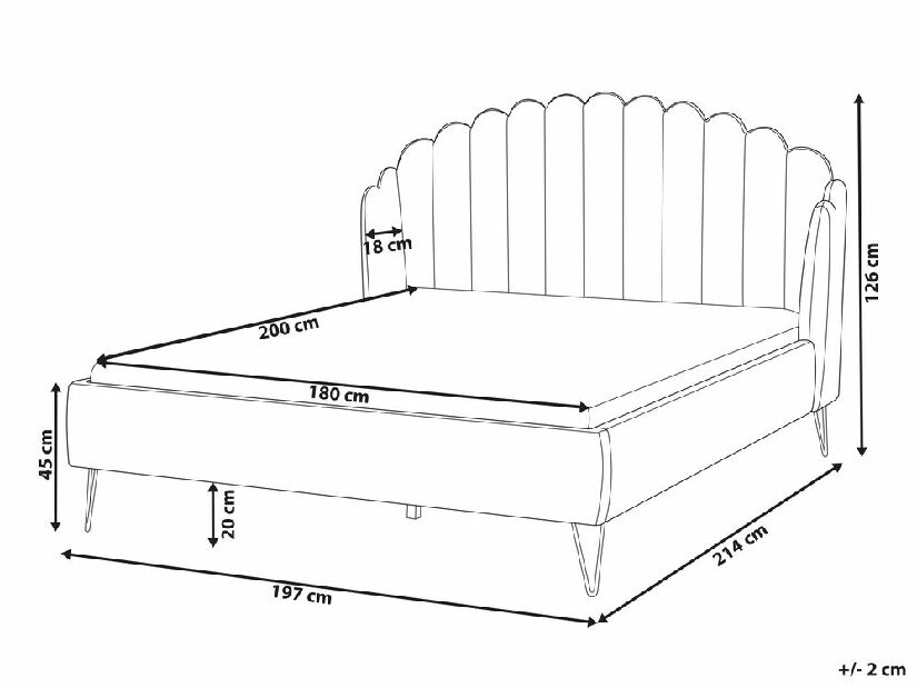 Bračni krevet 180 cm Alise (bež baršun) (s podnicom)