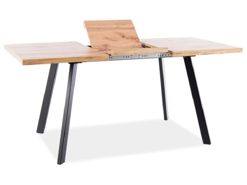 Blagovaonski stol na razvlačenje 118-160 cm Belva (hrast wotan + crna) (za 4 do 6 osoba)