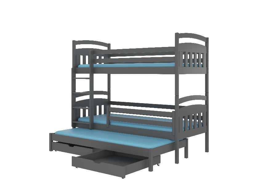 Dječji krevet na kat 180x80 cm Aladar (s podnicom) (grafit)