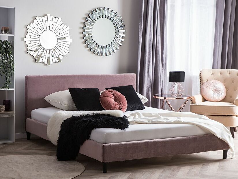 Bračni krevet 160 cm FUTTI (s podnicom) (ružičasta)