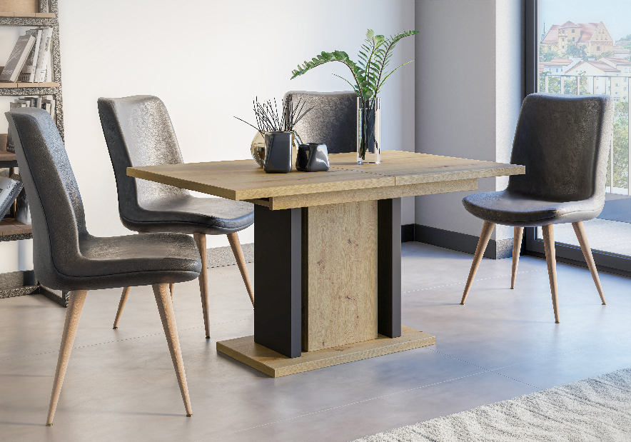 Blagovaonski stol Wogrun (artisan + crna) (za 6 do 8 osoba)