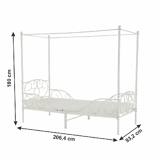 Jednostruki krevet 90 cm Anabella (bijela) (s podnicom)