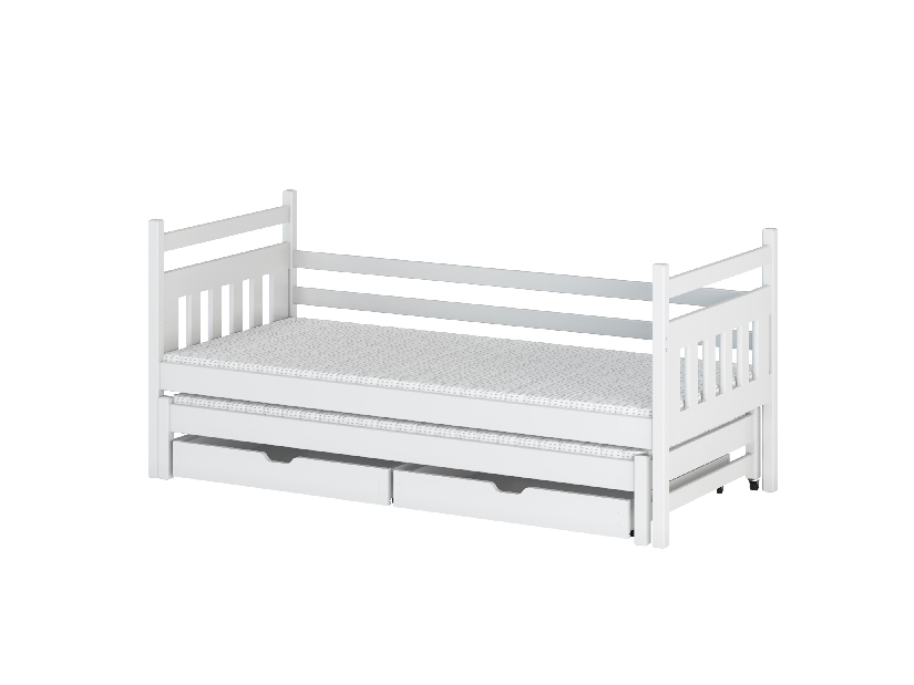 Dječji krevet 90 x 200 cm DANNY (s podnicom i prostorom za odlaganje) (bijela)
