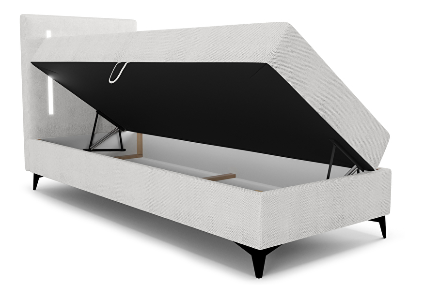 Jednostruki krevet 80 cm Ortega Comfort (siva) (s podnicom i madracem, s prostorom za odlaganje) (s LED rasvjetom)