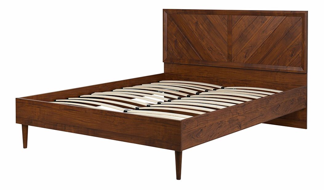 Bračni krevet 140 cm MILLET (s podnicom) (tamno drvo)