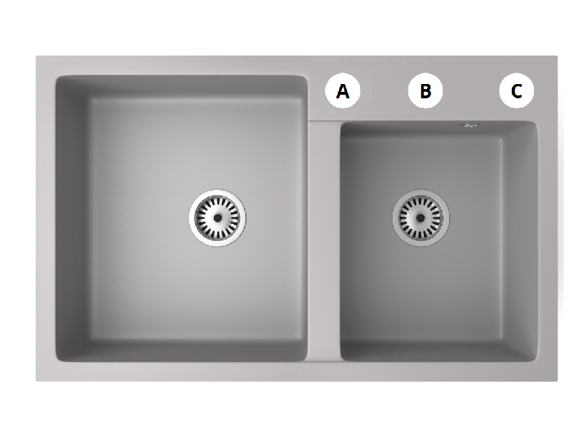 Kuhinjski sudoper Hakkon (siva) (sa 3 otvora za baterije)