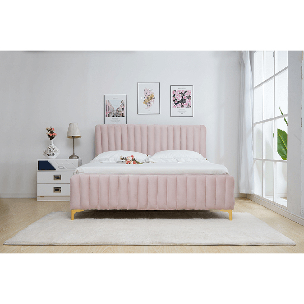 Bračni krevet 180 cm Keira (ružičasta) (s podnicom)