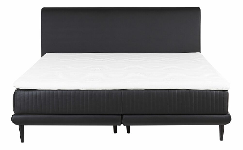 Kontinentalni krevet 180 cm MADOM (sintetička koža) (crna) (s podnicom i madracem)