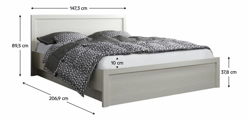 Bračni krevet 140 JESS (bijela) (s podnicom i madracem)