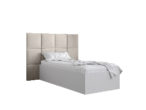 Jednostruki krevet s tapeciranim uzglavljem 90 cm Brittany 4 (bijela mat + krem) (s podnicom)