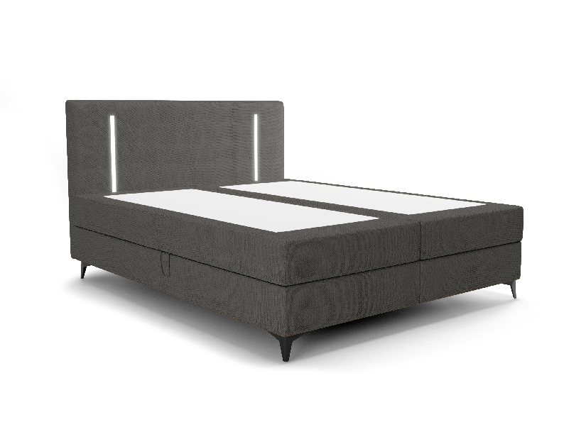 Jednostruki krevet 120 cm Ortega Bonell (tamnosiva) (s podnicom, s prostorom za odlaganje) (s LED rasvjetom)