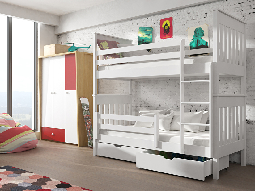 Dječji krevet 90 x 190 cm Brad (s podnicom i prostorom za odlaganje) (bijela)