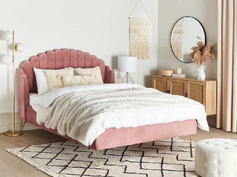 Bračni krevet 140 cm Alise (ružičasta) (s podnicom)