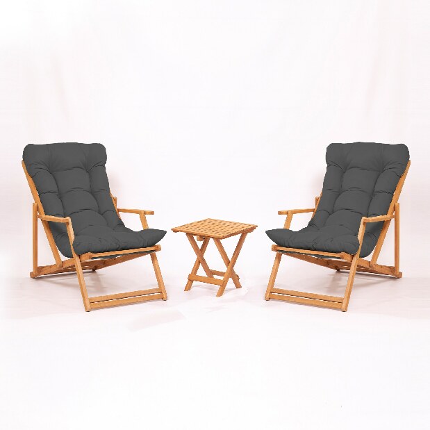 Vrtni set stol i stolice (3 komada) Minnie (siva + prirodna)