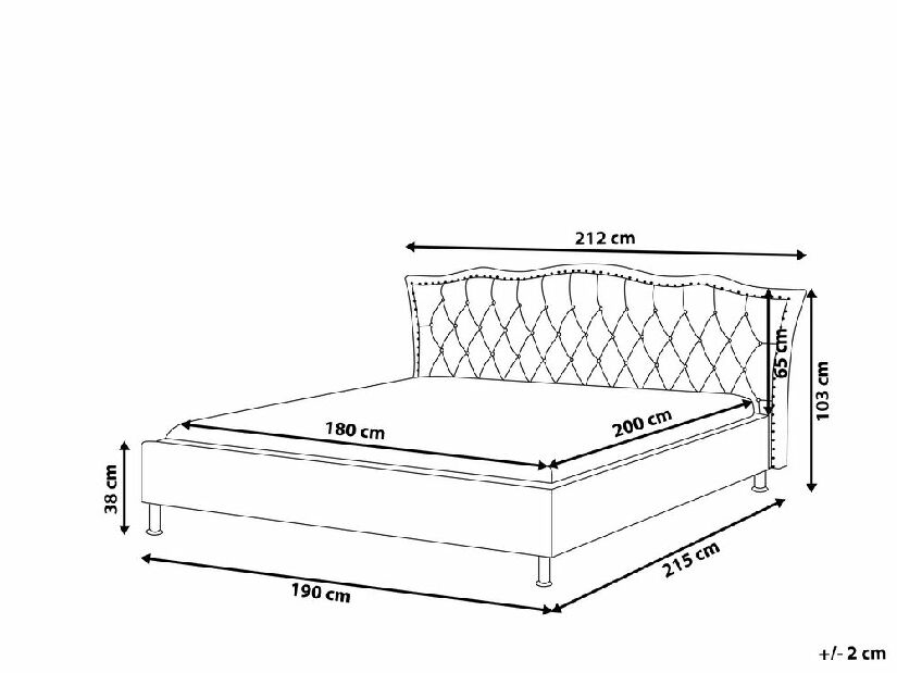 Bračni krevet 180 cm MATH (s podnicom) (siva)