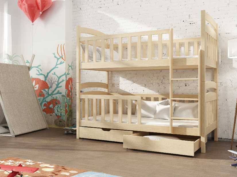 Dječji krevet 90 x 200 cm Antone (s podnicom i prostorom za odlaganje) (borovina)