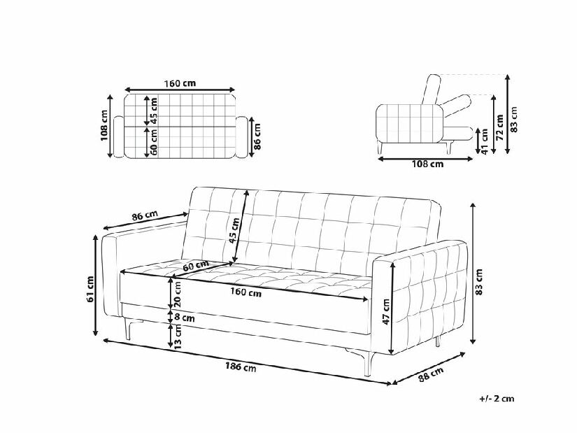 Sofa trosjed Aberlady (crna)