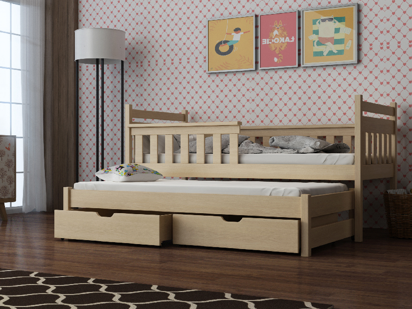 Dječji krevet 90 x 190 cm DORIA (s podnicom i prostorom za odlaganje) (borovina)